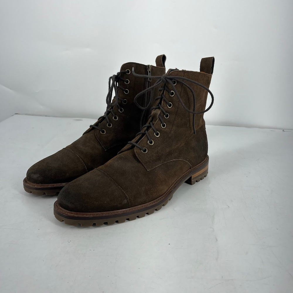 Blake McKay Bryan Mens‎ Dark Brown Suede Cap Toe Side Zip Combat Boots Size 9.5